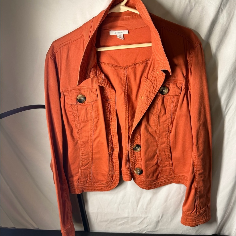 dressbarn Vibrant Orange Jean Jacket